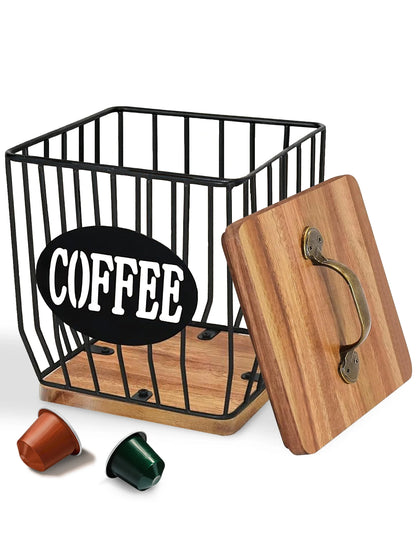 Coffee Capsule Storage Basket with Lid - Coffee Filter Holder and Organizer