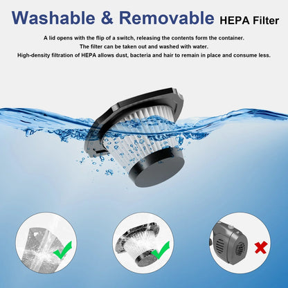 Cordless Portable Car Vacuum Cleaner - 7.5KPA Powerful Handheld Wet/Dry Vacuum for Home and Pet Hair