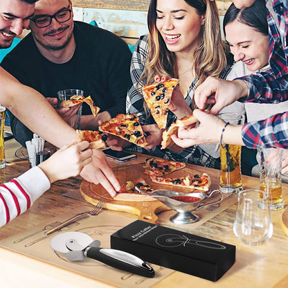 Professional Pizza Cutter Wheel - Premium Food Grade Stainless Steel, Heavy Duty Slicer with Non-Slip Handle and Finger Protector