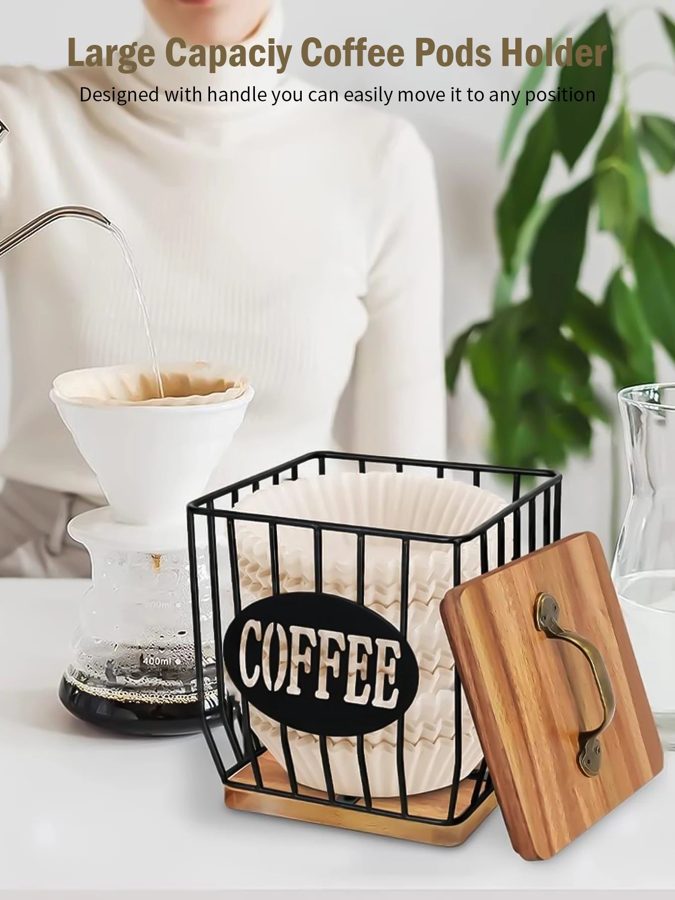 Coffee Capsule Storage Basket with Lid - Coffee Filter Holder and Organizer