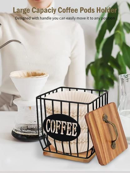 Coffee Capsule Storage Basket with Lid - Coffee Filter Holder and Organizer