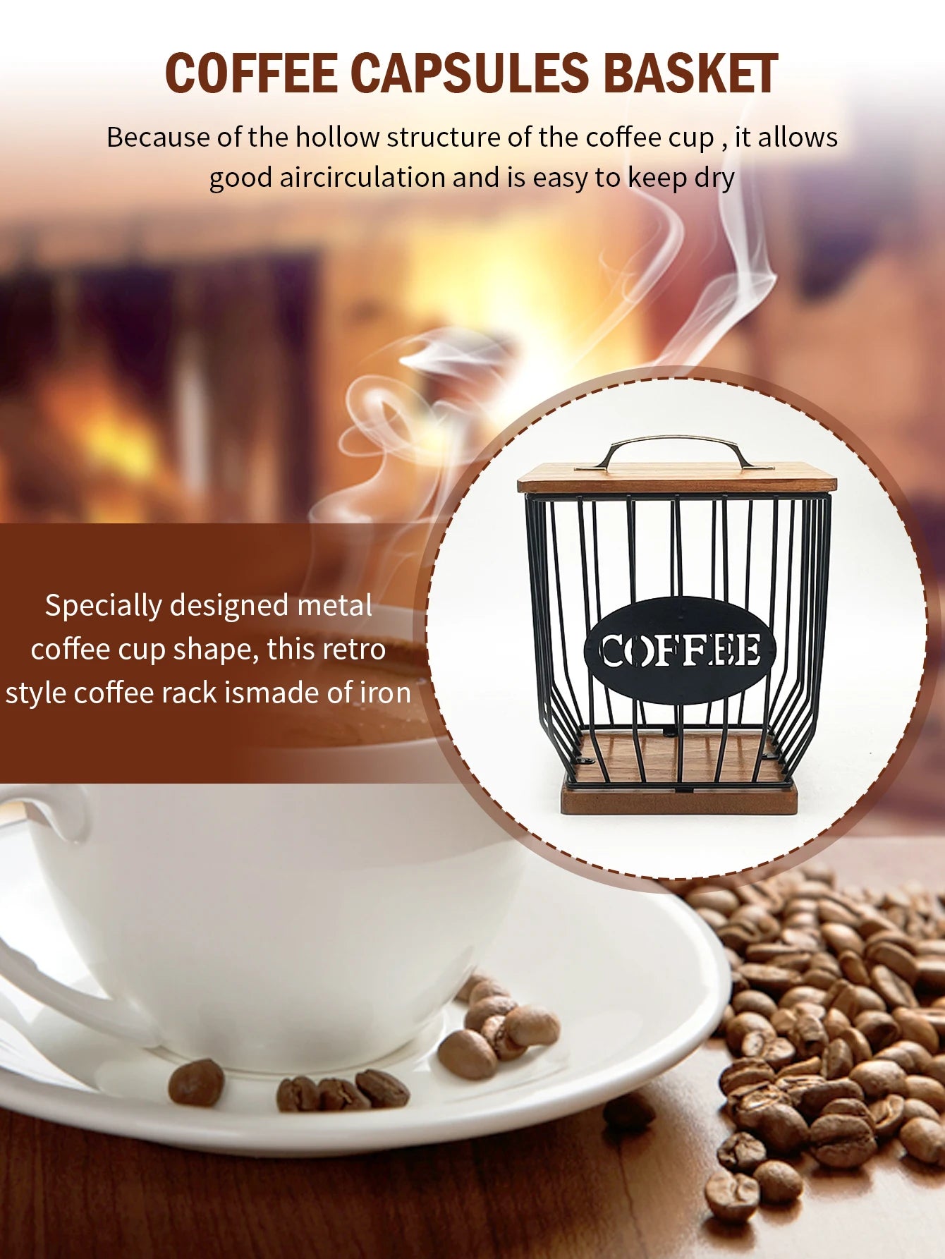 Coffee Capsule Storage Basket with Lid - Coffee Filter Holder and Organizer