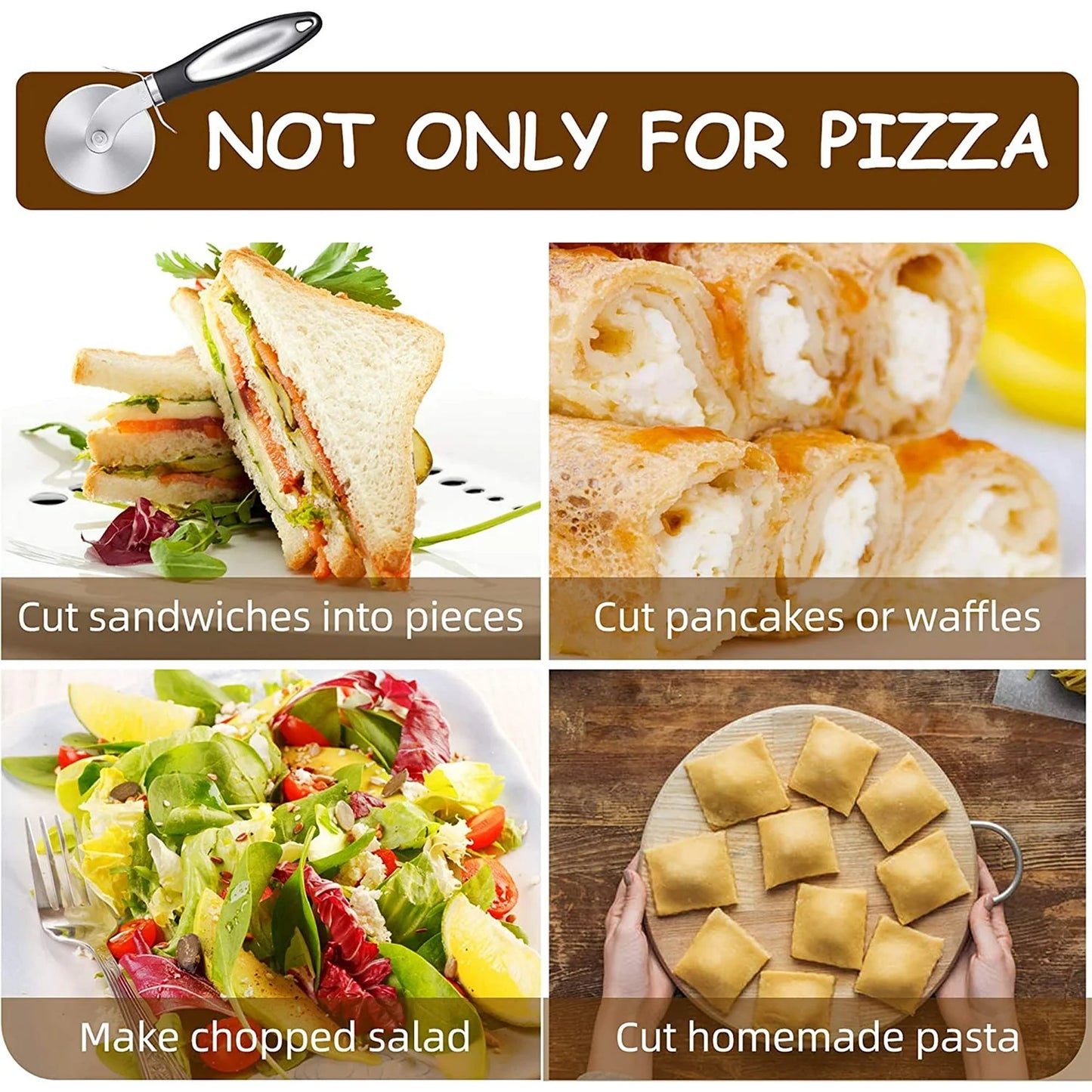 Professional Pizza Cutter Wheel - Premium Food Grade Stainless Steel, Heavy Duty Slicer with Non-Slip Handle and Finger Protector