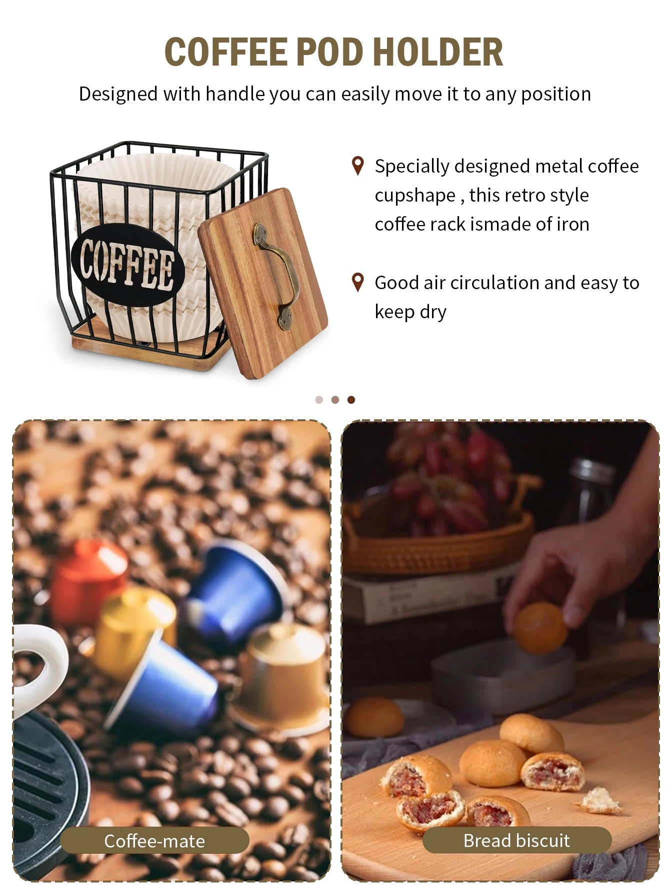 Coffee Capsule Storage Basket with Lid - Coffee Filter Holder and Organizer