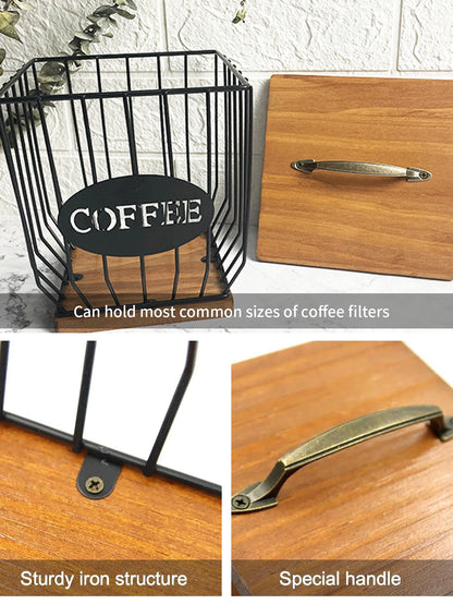 Coffee Capsule Storage Basket with Lid - Coffee Filter Holder and Organizer